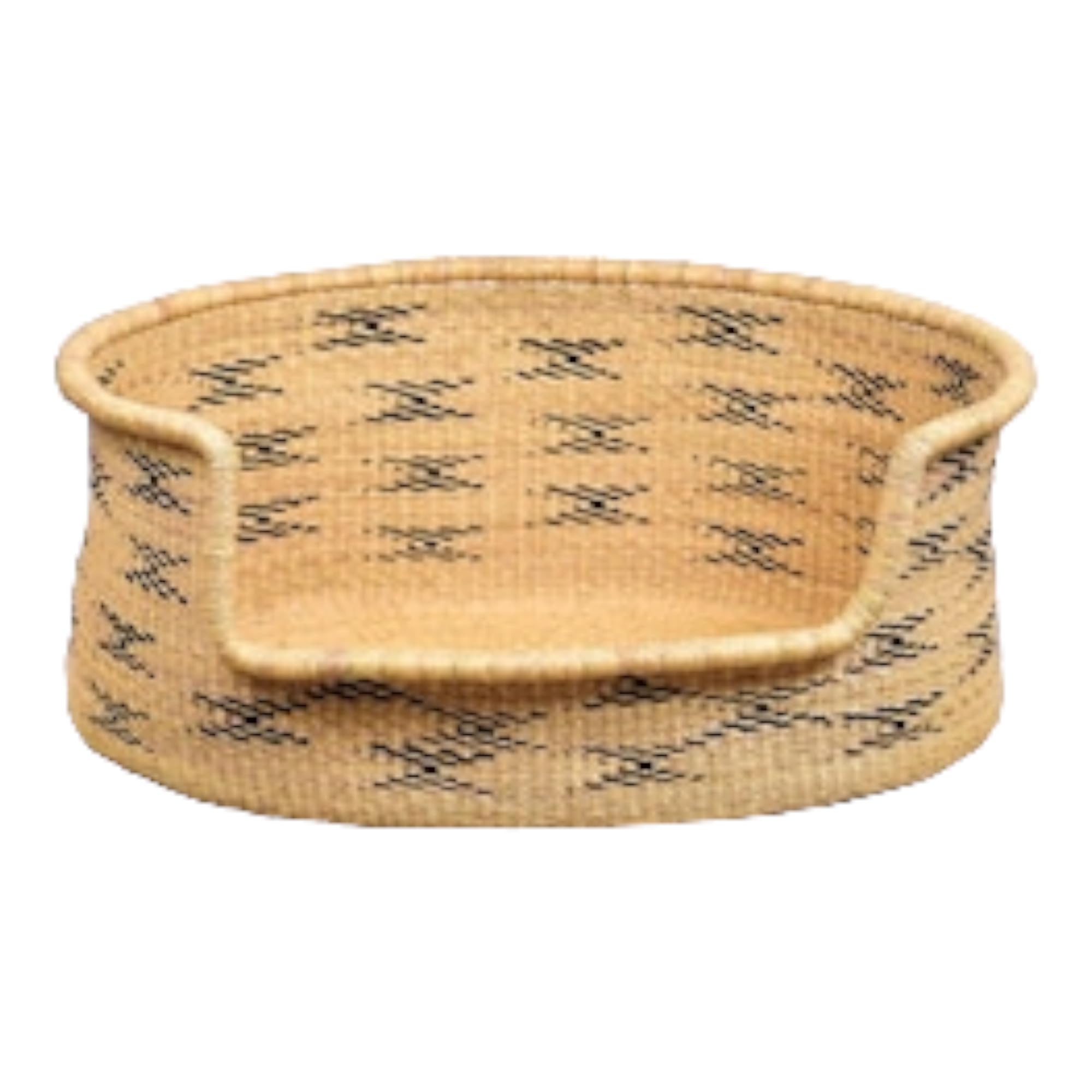 Handmade Woven Wicker Dog Bed Basket with Mattress - Large Round Pet Bed for Small to Medium Dogs - Cozy Sleeping Spot for Living Room, Bedroom, or Outdoor Use