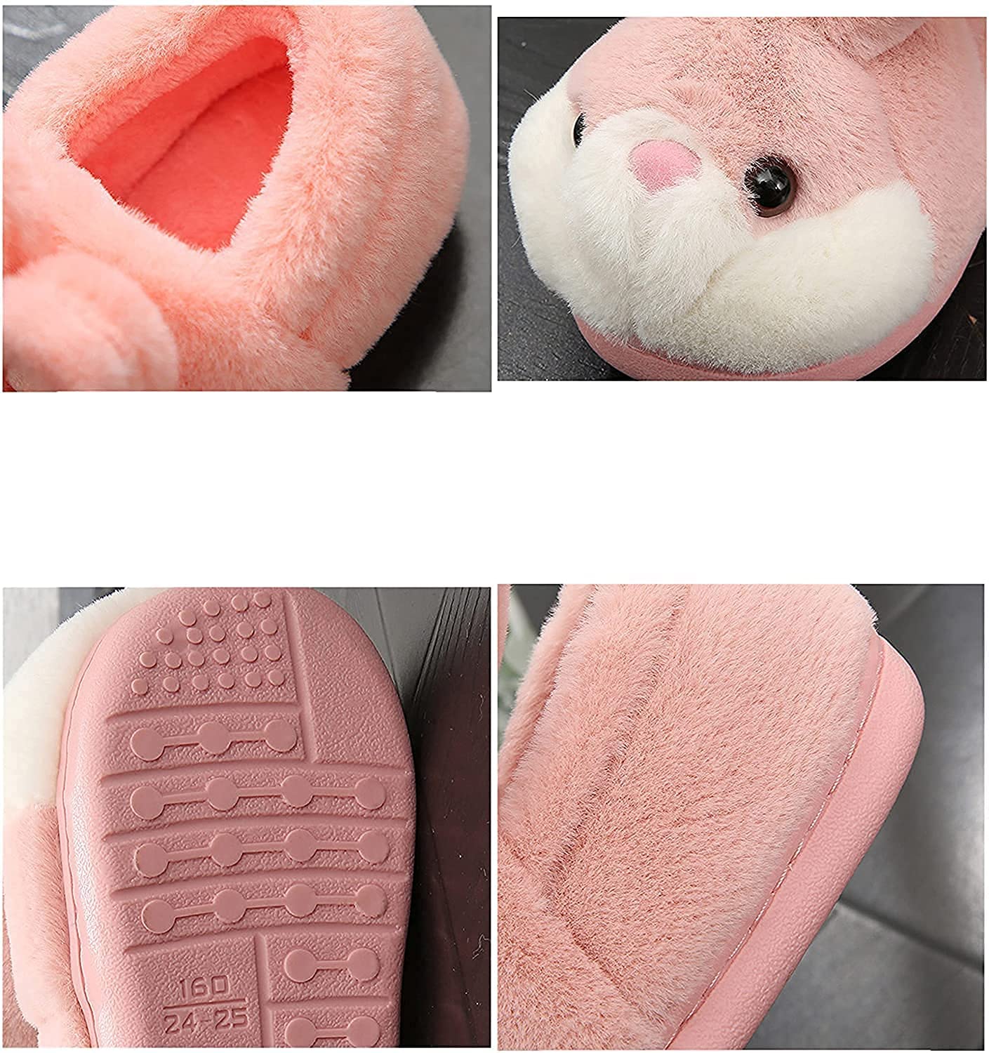 Cozy Fuzzy Bunny Slippers for Women & Girls - Soft Plush Animal House Shoes with Non-Slip Sole - Warm Winter Indoor Slippers in Pink (Perfect for Home, Lounge & Gift Giving)