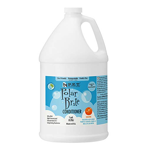 Polar Brite Tangerine Dog Conditioner - Whitening & Brightening Coat Treatment for Dogs - Soothing Skin Care - 25:1 High Concentration Formula - Long-Lasting Odor Control - Paraben Free & Eco-Friendly Biodegradable (1 Gallon/3.78L) - Perfect for Grooming Salons, Pet Spas & Home Use on All Dog Breeds