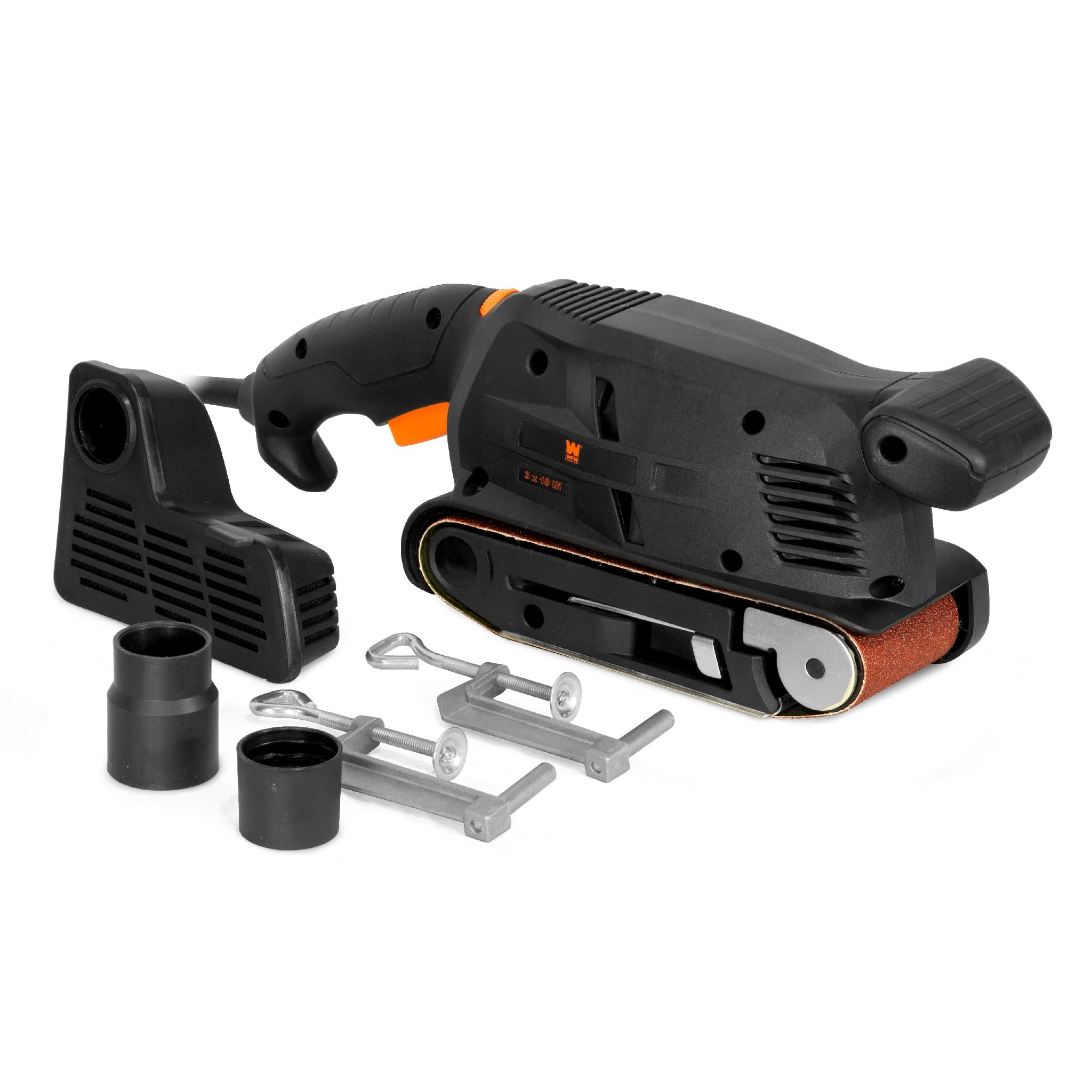 WEN HB3185 5 Amp 3x18 Inch Variable Speed Belt Sander - Handheld & Benchtop Dual Use for Woodworking, Metal Sanding & DIY Projects