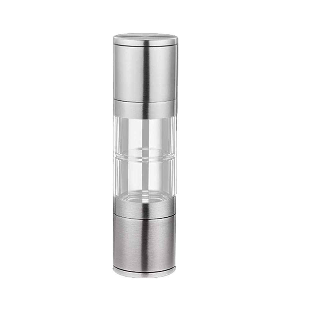 Premium 2-in-1 Manual Salt and Pepper Grinder - Double Ended Stainless Steel Spice Mill for Home Kitchen Use - Perfect for Cooking, Baking & Table Seasoning