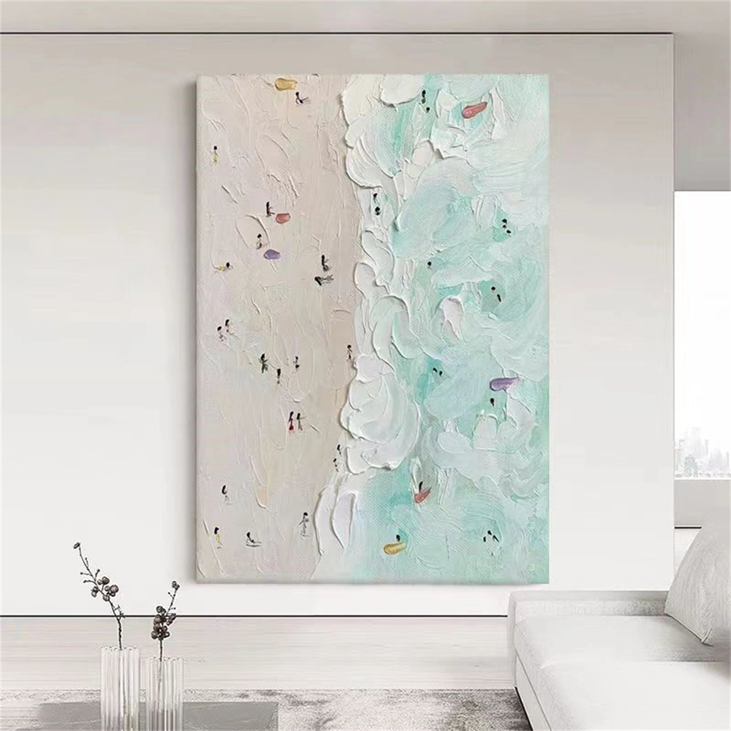 Ocean and Sky Painting #OS 050 - Handmade Canvas Wall Art for Home & Office Decor - Perfect for Living Room, Bedroom, or Office Wall Decoration