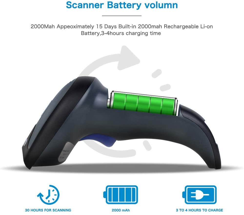 W8 X 2D Wireless Barcode Scanner - Portable Bluetooth Handheld Scanner for Retail, Warehouse & Inventory Management | Fast & Accurate QR Code Reader for Smartphones, Tablets & POS Systems