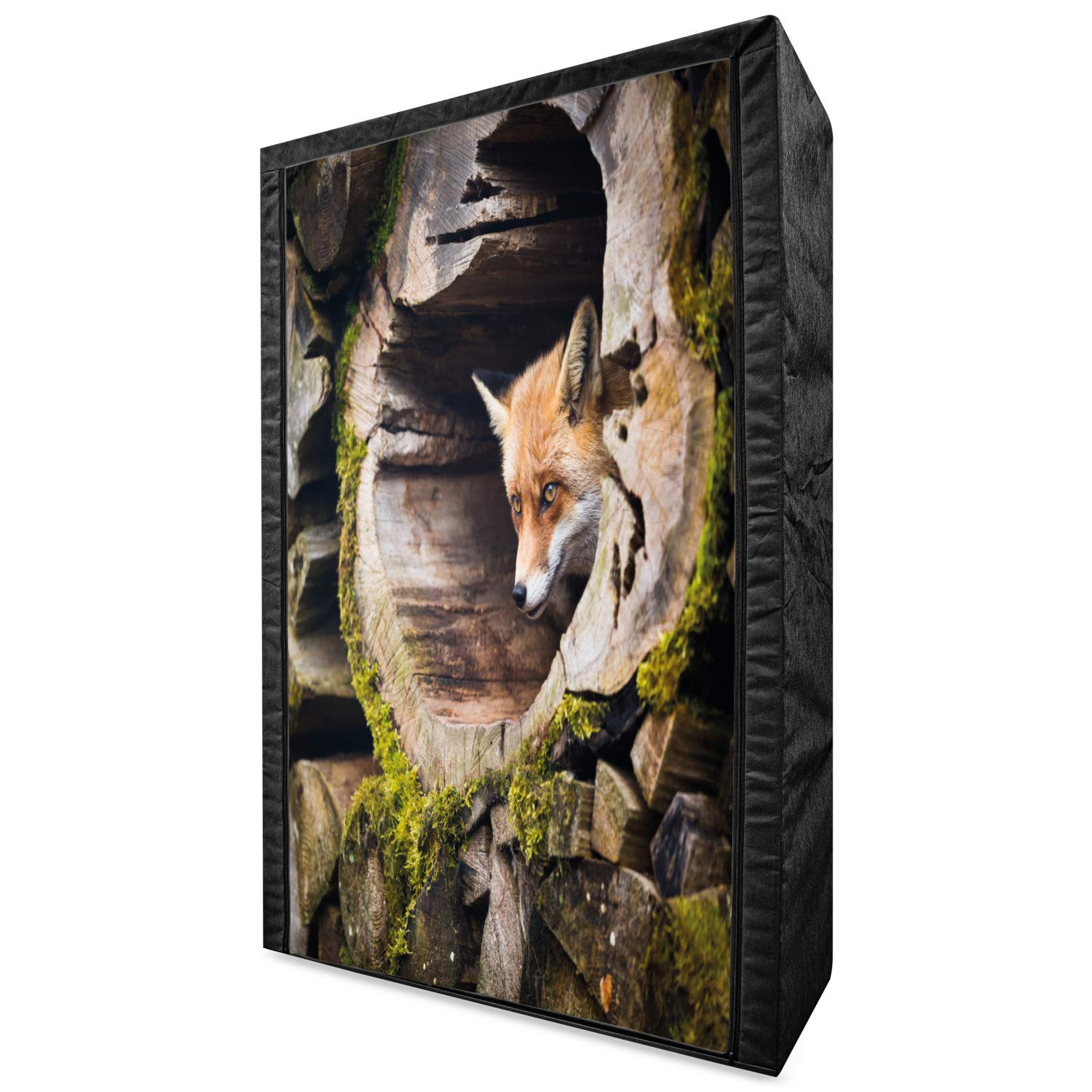 Ambesonne Animal Portable Fabric Wardrobe with Wild Fox Art Print - 42.5