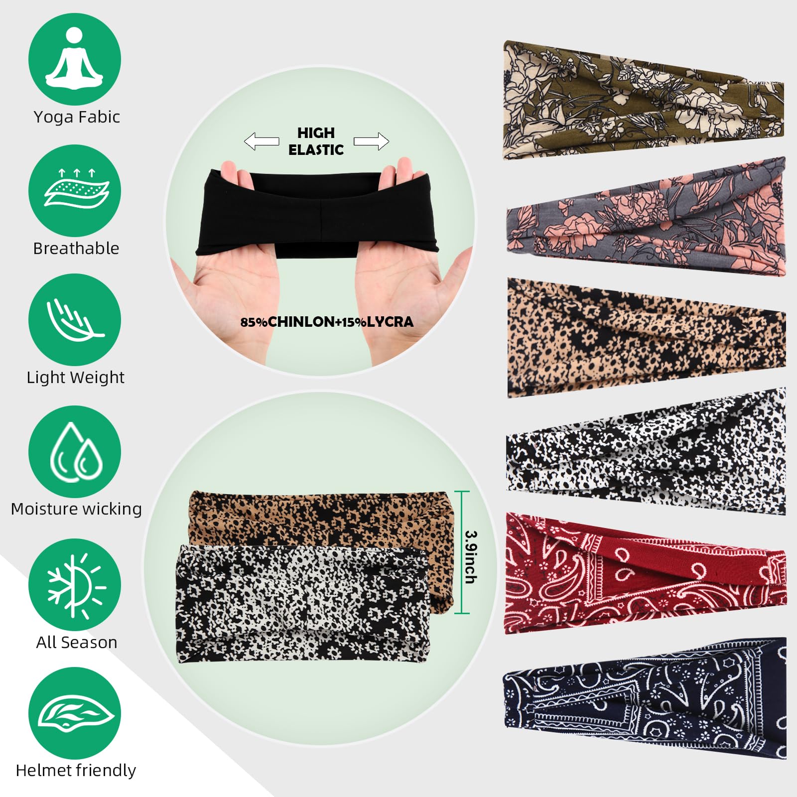 RITOPER Non-Slip Workout Headbands for Women - Super Soft Yoga, Running, Exercise Headbands - Elastic Sweatband & Hair Wrap for Active Women | Perfect for Gym, Yoga, Running & Outdoor Sports