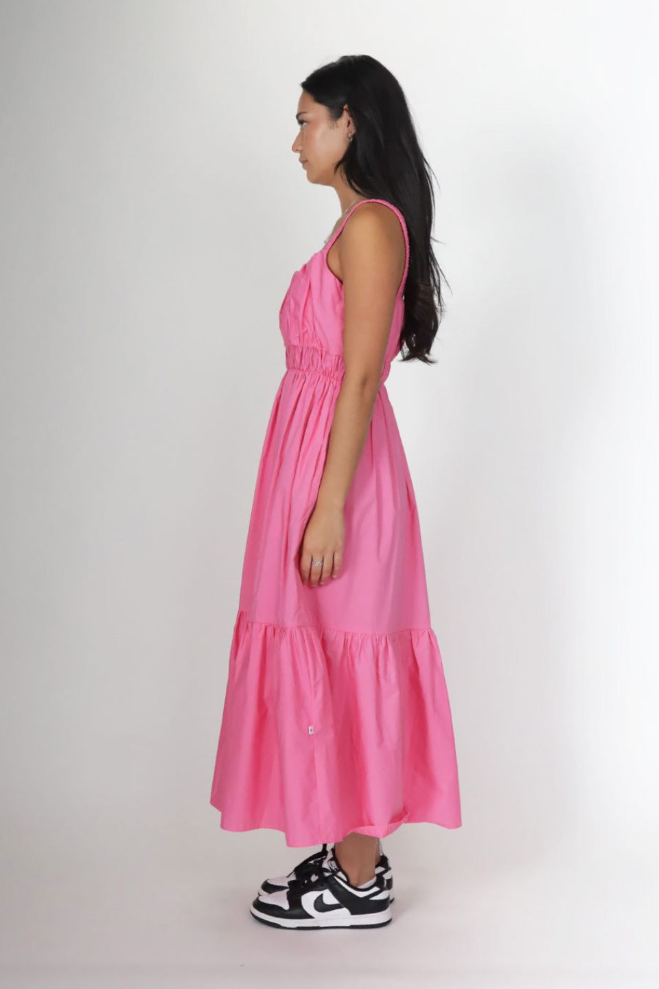 Belle Lolly Pink Tiered Maxi Dress for Women - Flowy Summer Beach Dress with Ruffles, Boho Chic Long Dress for Vacation, Party, and Casual Wear