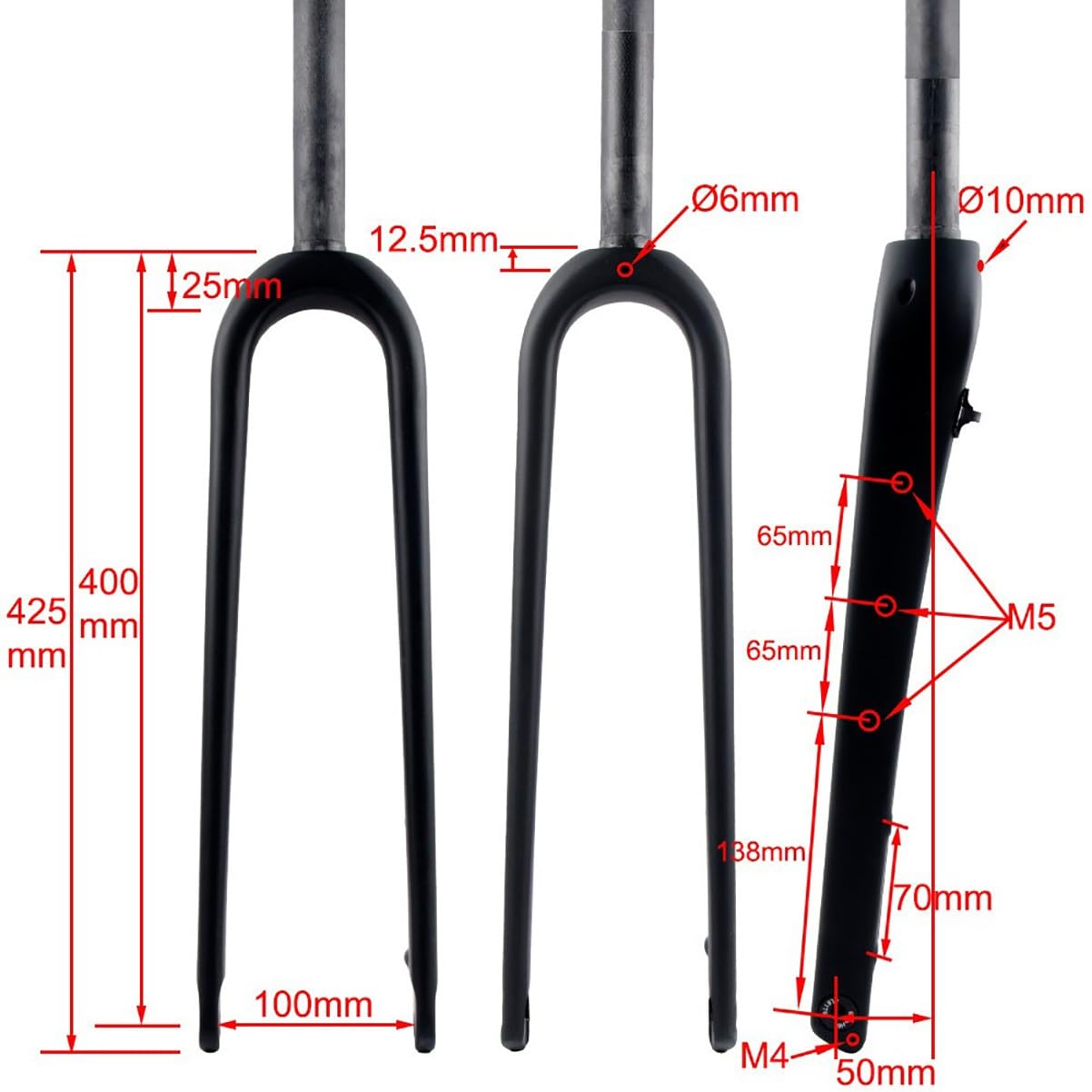 700C Carbon Fiber Road Bike Fork - Gravel Rigid Fork with QR 9mm Disc Brake, 1 1/8