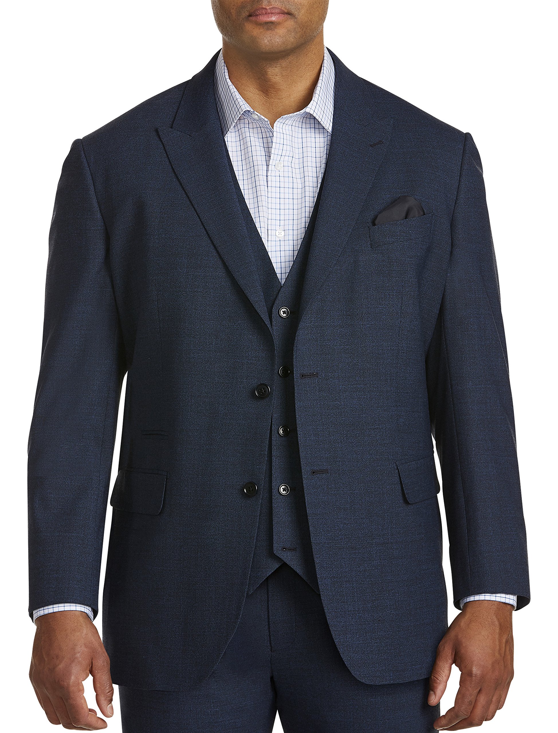 Synrgy by DXL Big & Tall Relaxer Performance Melange Suit Jacket for Men - Comfortable Blue Blazer for Office, Business Meetings & Formal Occasions
