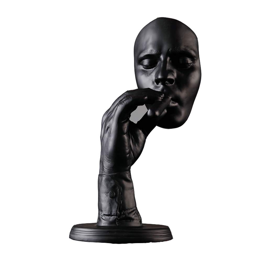 Vintage Abstract Resin Sculpture - Black Human Face Statue for Home Decor, Office & Garden Art | Handcrafted Figurine & Modern Ornamental Gift Idea