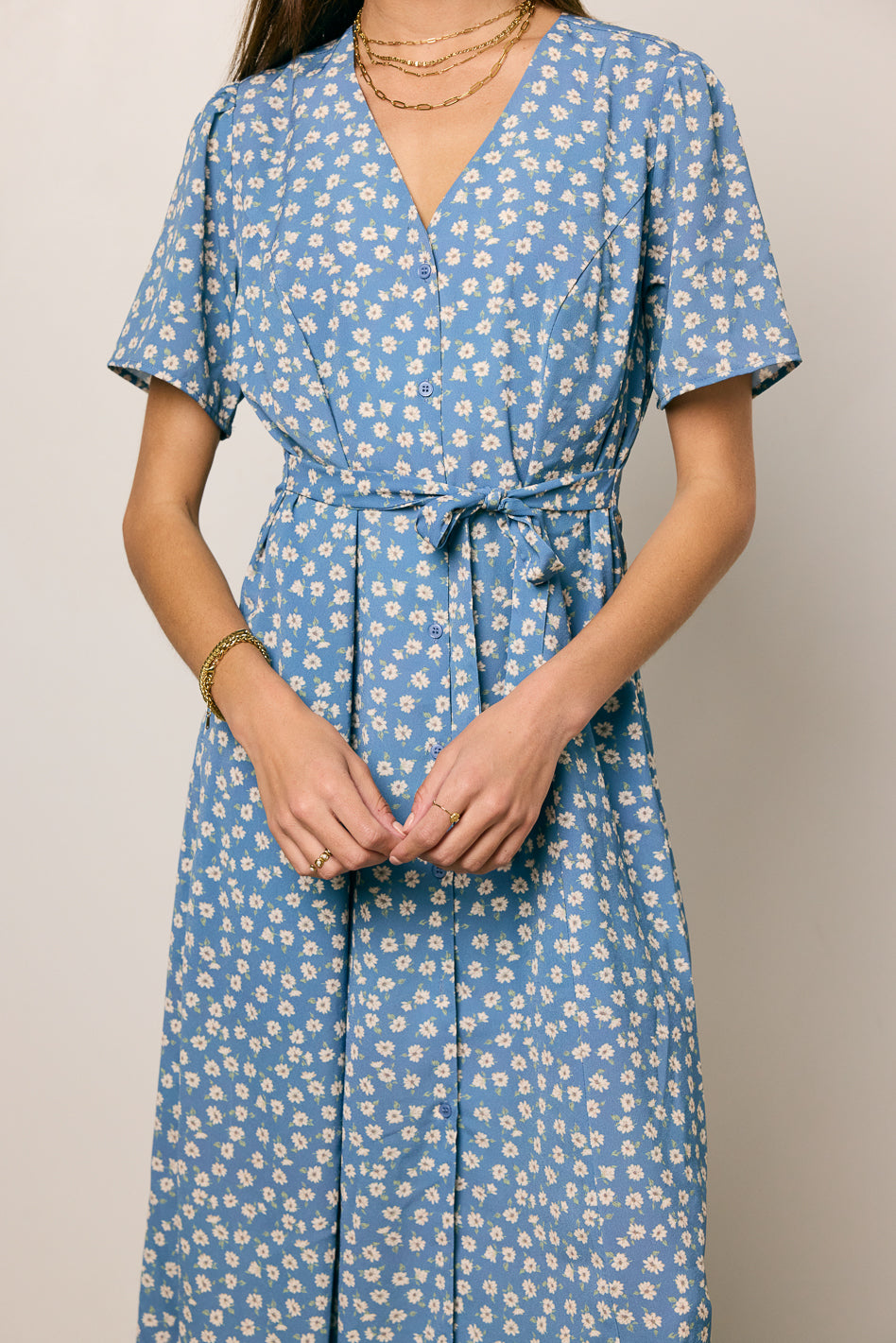 Malik Floral Midi Dress - Blue Floral Print Summer Dress for Women | Perfect for Beach Vacations, Garden Parties & Date Nights