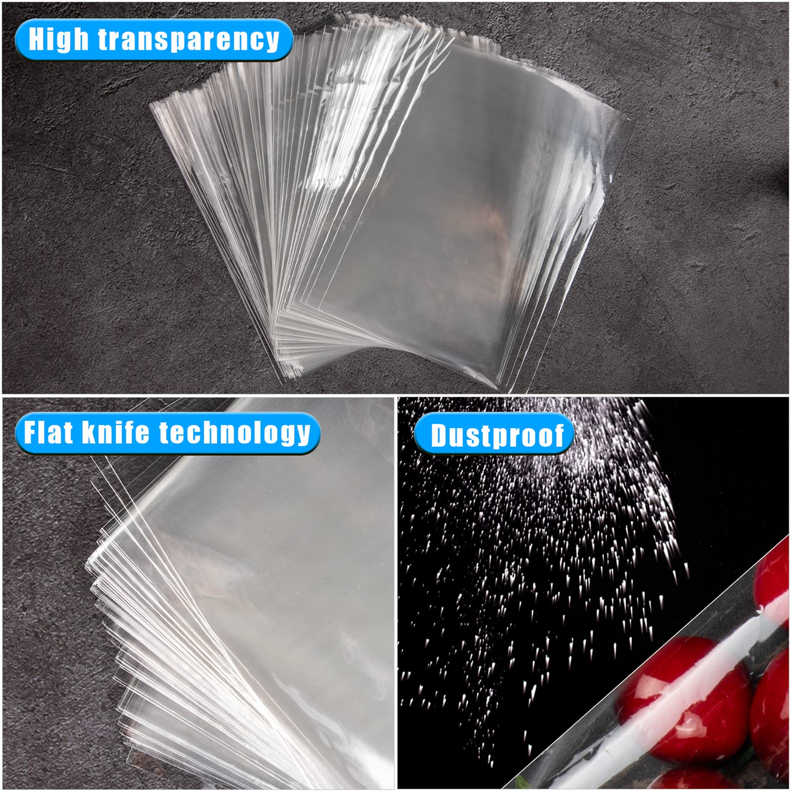 300 Pcs 5x7 Clear Plastic Treat Bags with Ties - Labeol Cellophane Gift Packaging Bags for Cookies, Candy, Bakery Favors | Perfect for Party Favors, Wedding Treats & Holiday Gift Wrapping