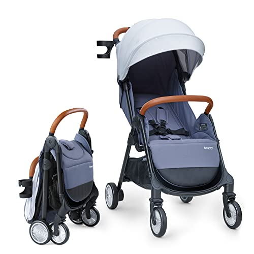 **Besrey Lightweight Self-Folding Travel Stroller for Babies & Toddlers – One-Hand Gravity Fold, Waterproof Canopy, Shock-Absorbing Wheels, Cup Holder – Supports Up to 50lbs – Perfect for Air Travel, Shopping & Outdoor Walks**