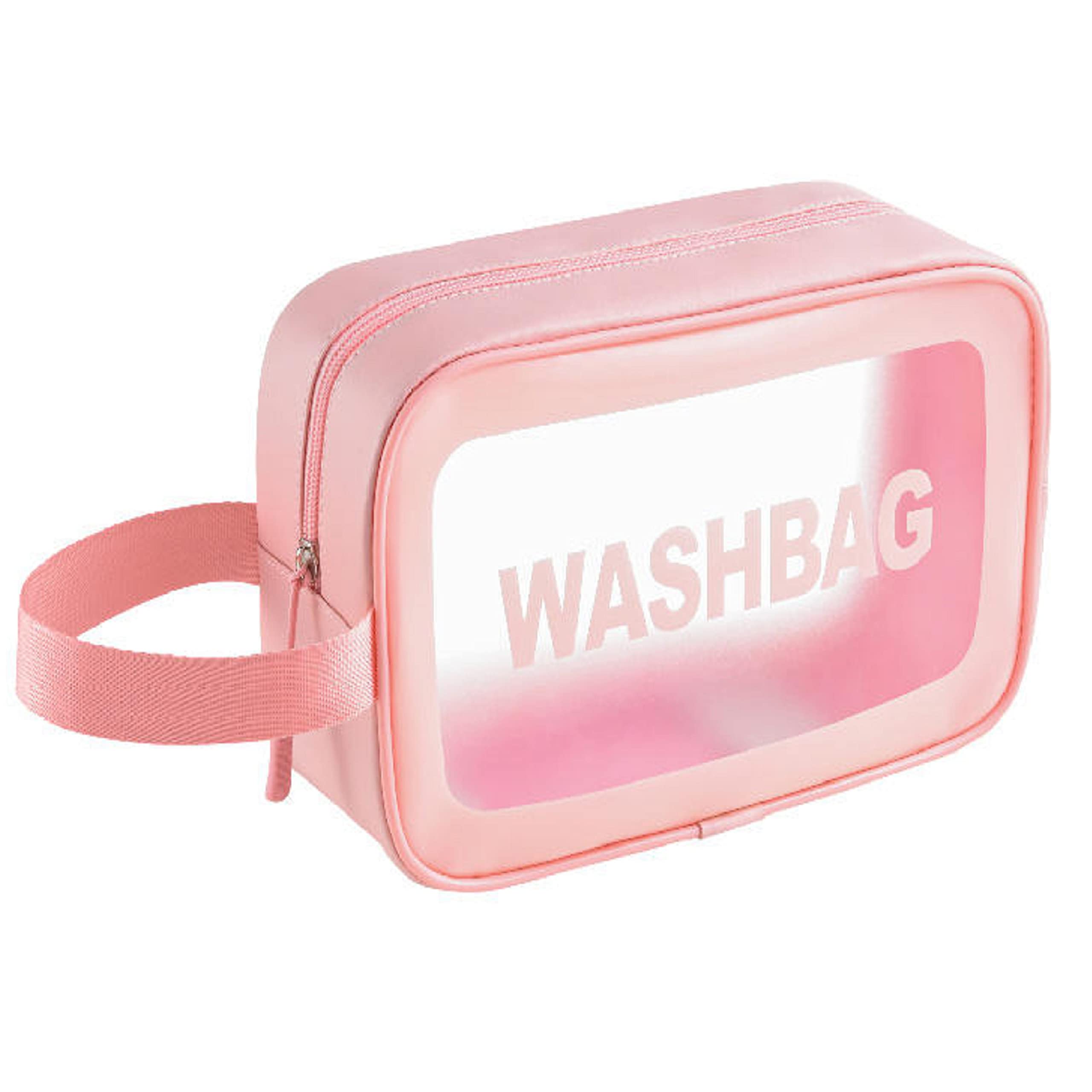 Lichee® Clear Makeup Pouch - Waterproof Travel Cosmetic Bag for Women & Girls | Medium Pink Organizer for Toiletries, Makeup & Accessories | Perfect for Travel, Gym & Daily Use