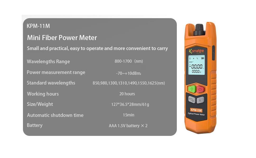 KLT-12E Fiber Optic Test Kit with OPM Power Meter (-70~+6dBm), OLS Light Source, VFL Visual Fault Locator (5-8km) & Cable Cleaning Wipes - Professional Network Cable Tester for Telecom, Data Center & FTTH Installations