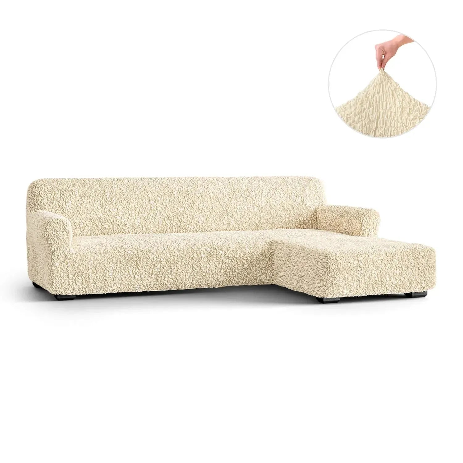 L Shaped Sofa Slipcover Right Chaise - Premium Fuco Cotton Stretchable Couch Cover - Perfect for Living Room, Sectional Sofa Protection & Home Decor