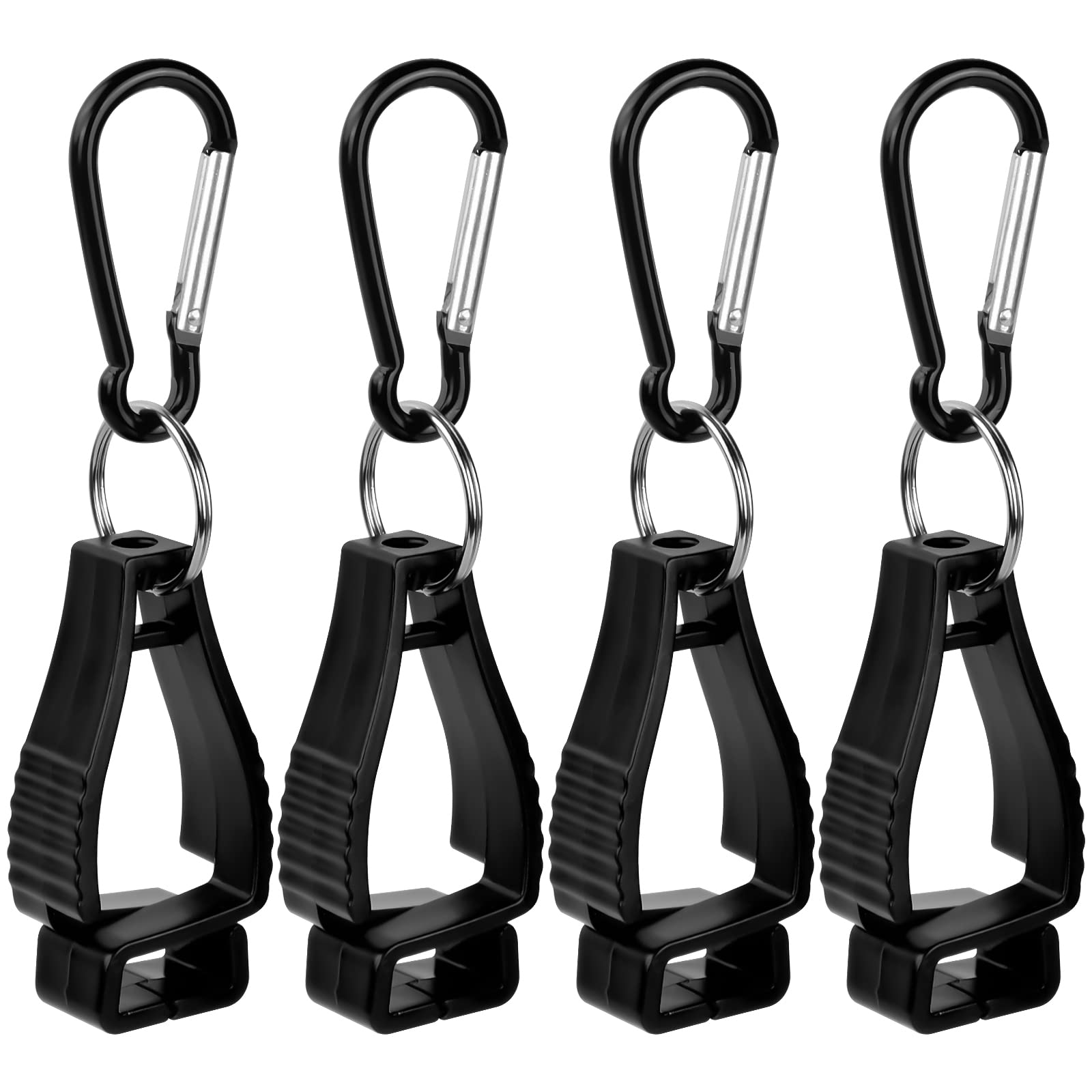 Focenat 4-Pack Black Work Glove Clips with Metal Belt Clip - Non-Slip Glove Holder for Construction, Safety Helmets & Tool Belts | Durable Glove Keeper for Work, Gardening & Outdoor Activities