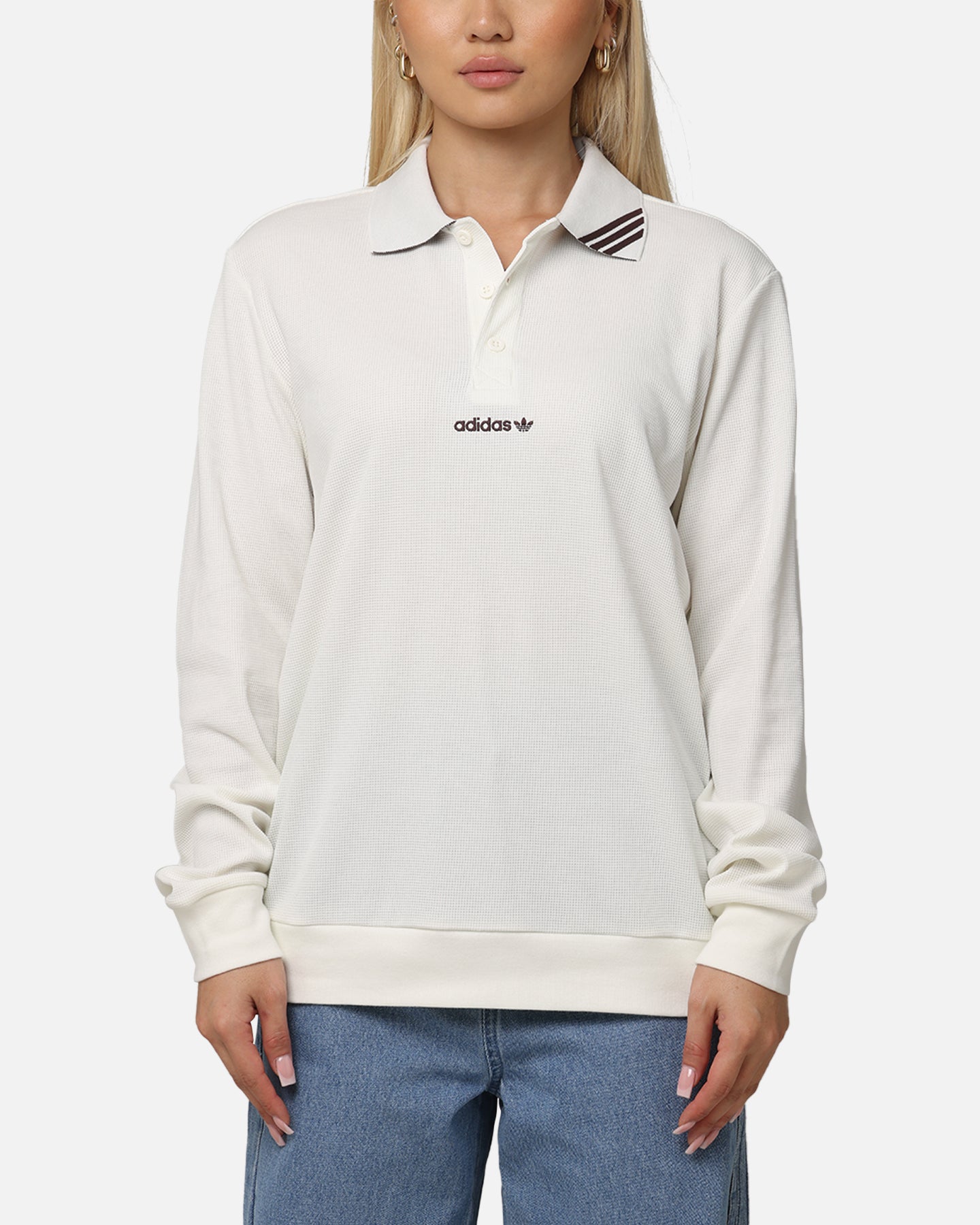Adidas Men's Long Sleeve Polo Shirt - Breathable Performance Golf Shirt, Moisture-Wicking Casual Work Shirt in Off White | Perfect for Golf, Office & Business Casual Wear