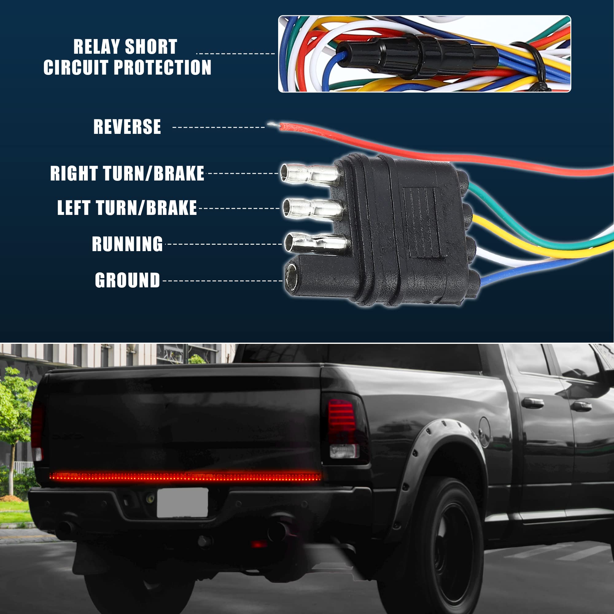 X AUTOHAUX 47 Inch LED Tailgate Light Bar - 324 LED Strip with Reverse, Brake & Turn Signals - Compatible with Chevy Silverado, Ford F150 F250, Ram 1500/2500/3500, GMC Sierra Trucks & RVs - Perfect for Night Driving, Off-Roading & Enhanced Vehicle Safety