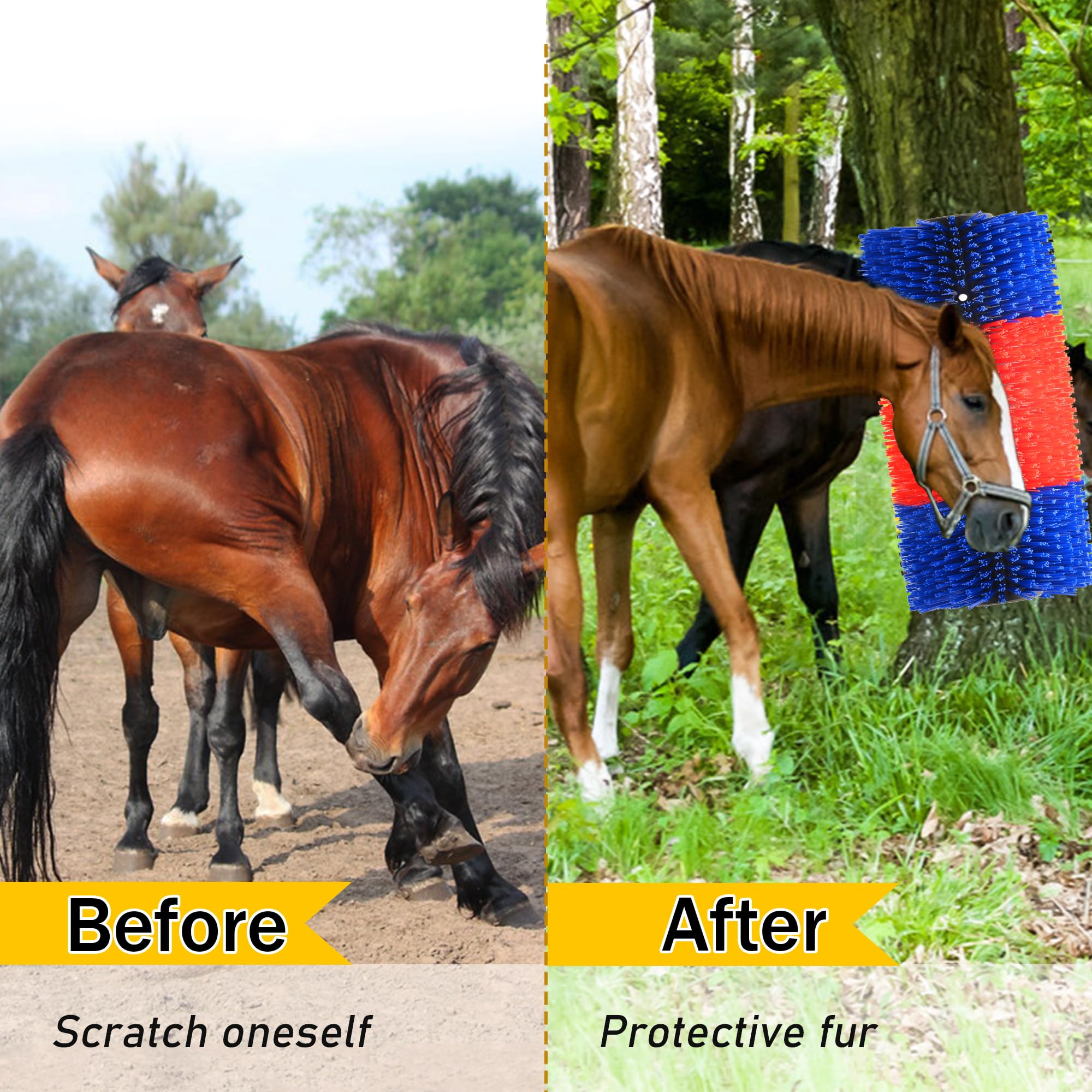 4PCS Livestock Scratch Brushes for Horses, Cattle, Pigs & Sheep - Anti-Itch Grooming Tool for Animal Comfort - Relieves Back Itching & Skin Irritation - Durable Red Brushes for Farm Animals & Ranch Use - Perfect for Daily Grooming, Shedding & Massage
