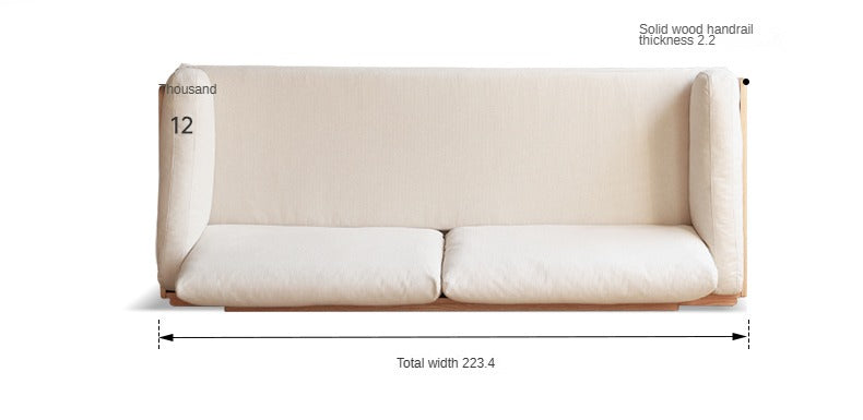 Oak Solid Wood Sofa Bed with Folding White Goose Feather Cushions - Convertible Sleeper for Small Spaces & Guest Rooms