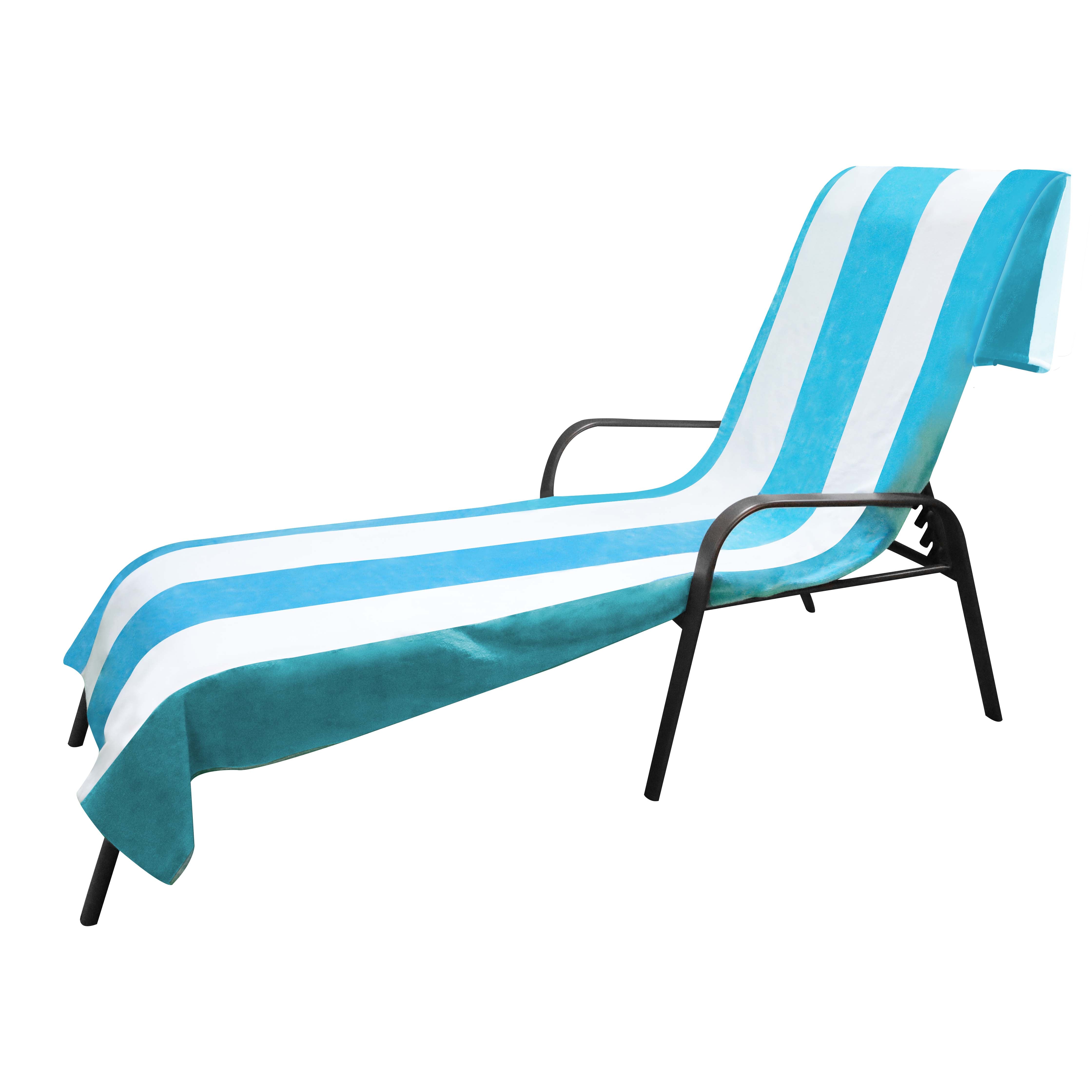 Premium Cotton Cabana Stripe Chaise Lounge Chair Cover - Standard Size, UV Resistant & Waterproof - Perfect for Poolside, Patio, and Outdoor Furniture Protection