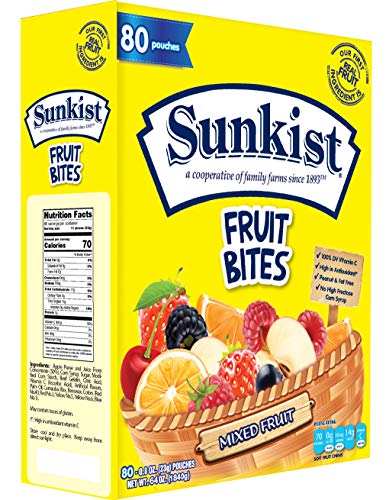 Assorted Mixed Fruit Snacks Variety Pack - 80 Count, 0.8oz Individual Bags | Peanut Free, Fat Free, No High Fructose Corn Syrup | Perfect for Halloween Treats, Easter Gift Baskets, School Lunches & Party Favors