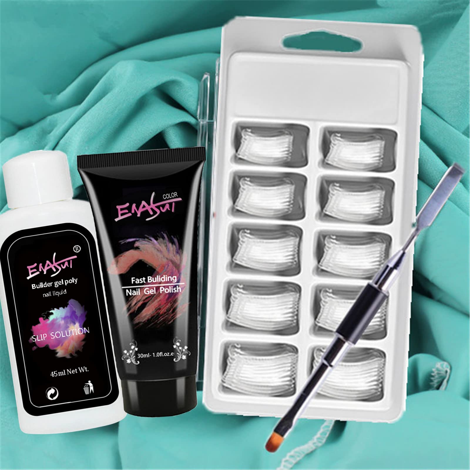 6 Colors Poly UV Gel Nail Kit - Quick Nail Extension & Builder Gel Set with Base Coat, Top Coat & Slip Solution - DIY Salon & Home Manicure Kit for Professional Nail Art & Long-Lasting Gel Extensions (Perfect for Parties, Weddings & Special Occasions)