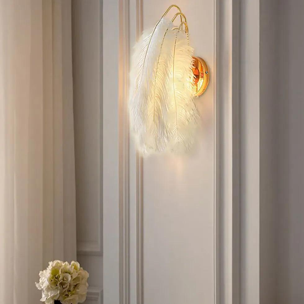 Feather Wall Light - White Modern Indoor Wall Sconce for Bedroom, Living Room & Hallway Decor | Soft Ambient Lighting for Cozy Home Atmosphere
