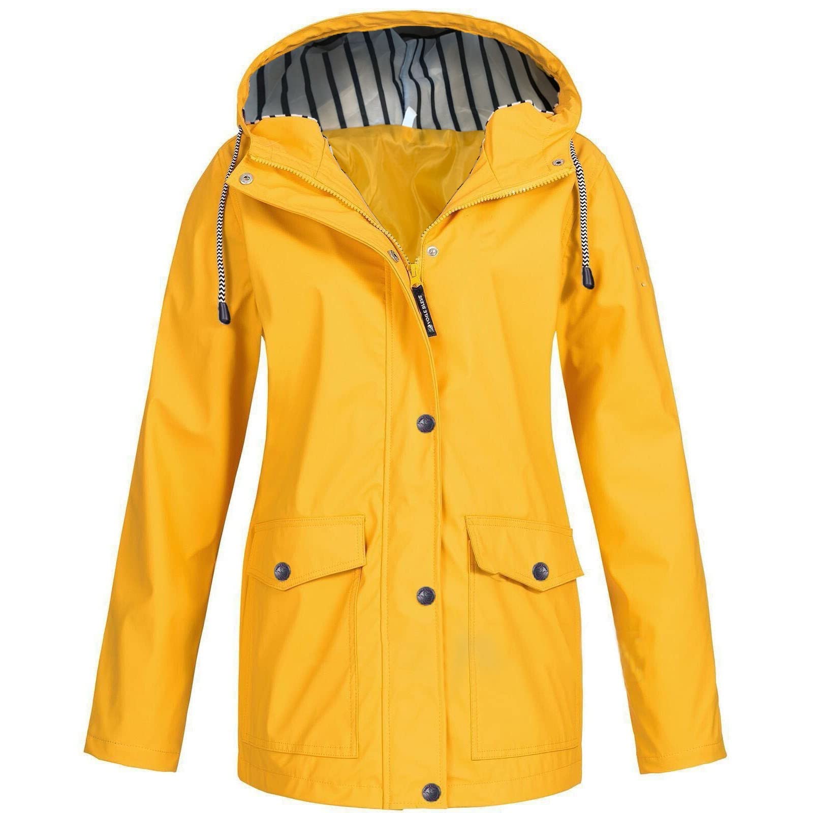 Women's Lightweight Waterproof Rain Jacket with Hood - Long Sleeve Outdoor Coat with Zipper Pockets | Perfect for Hiking, Commuting & Travel