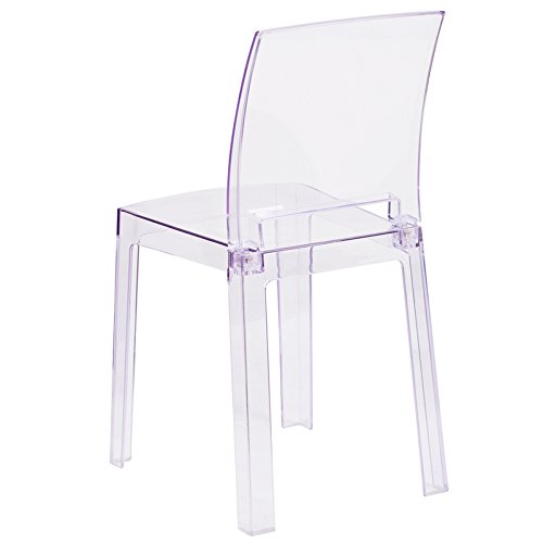 Flash Furniture Emilie Ghost Chair - Clear Crystal Square Back Modern Dining Chair for Kitchen, Dining Room, and Office | Stylish Transparent Seating Solution