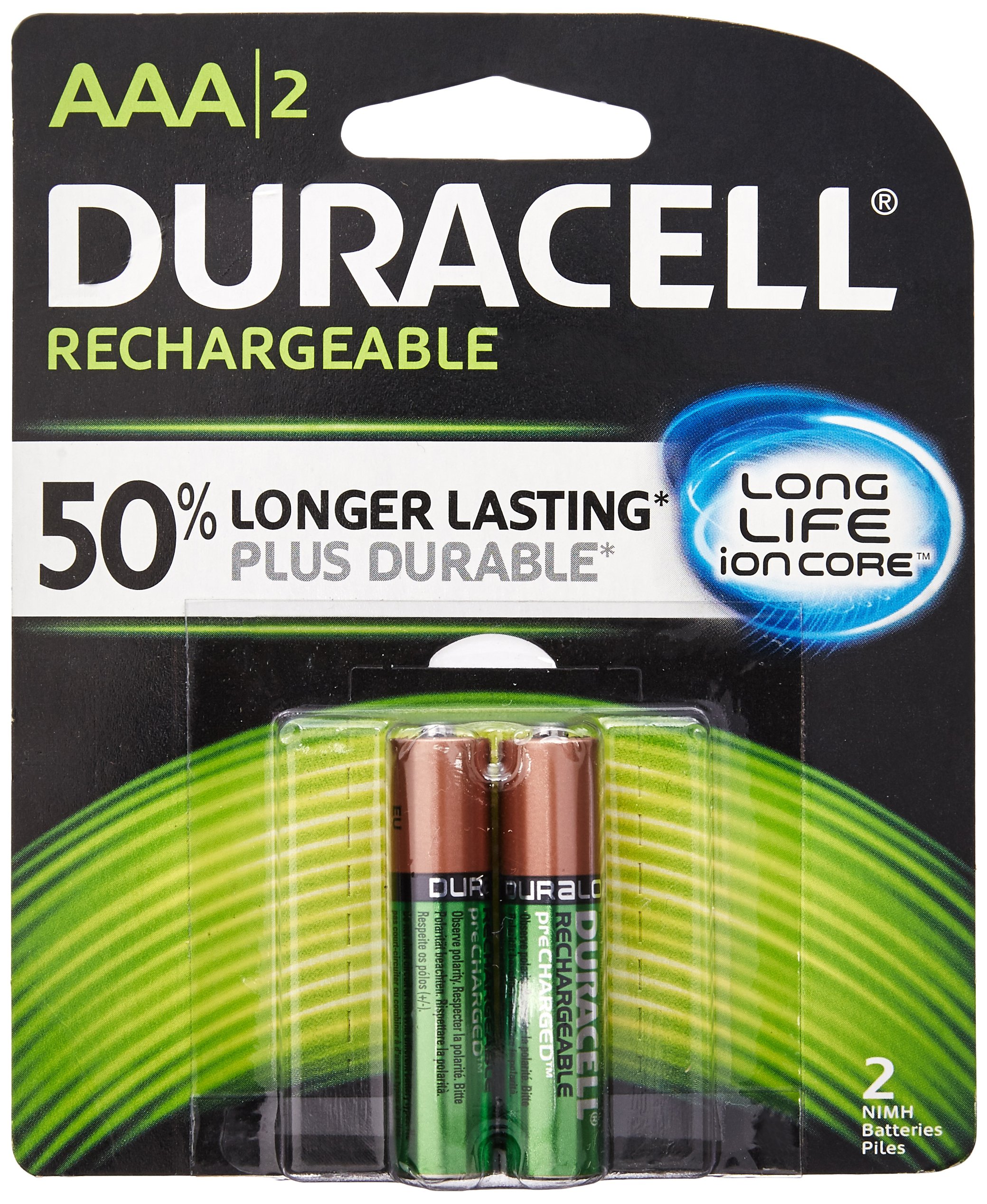 Duracell Rechargeable AAA Batteries (2-Pack) - Long Lasting Power for Toys, Cameras & Electronics - 8.45