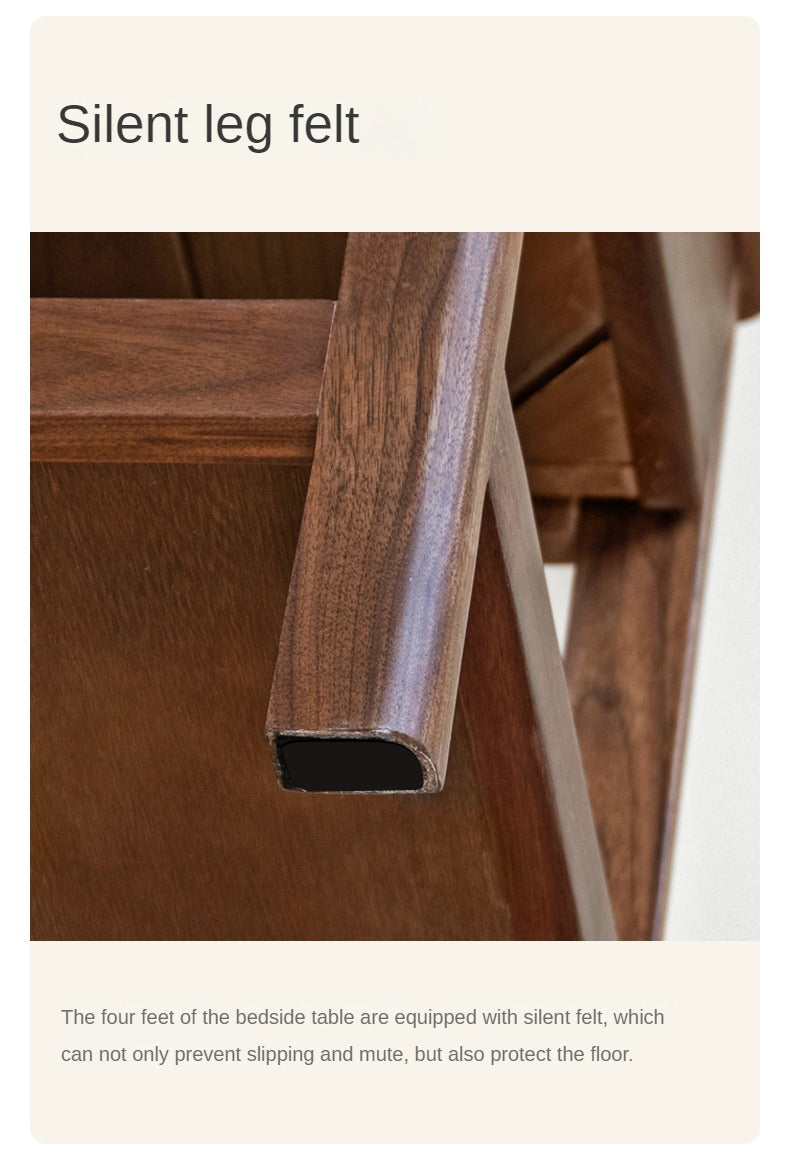 Solid Black Walnut and Ash Wood Nightstand with 2 Drawers - Stylish Bedside Storage Cabinet for Bedroom, Living Room, or Office