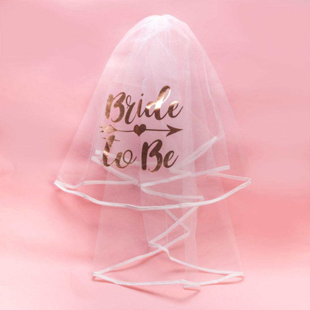 Elegant Rose Gold Printed Bridal Veil for Wedding Ceremony - Perfect for Bride to Be & Photo Shoots