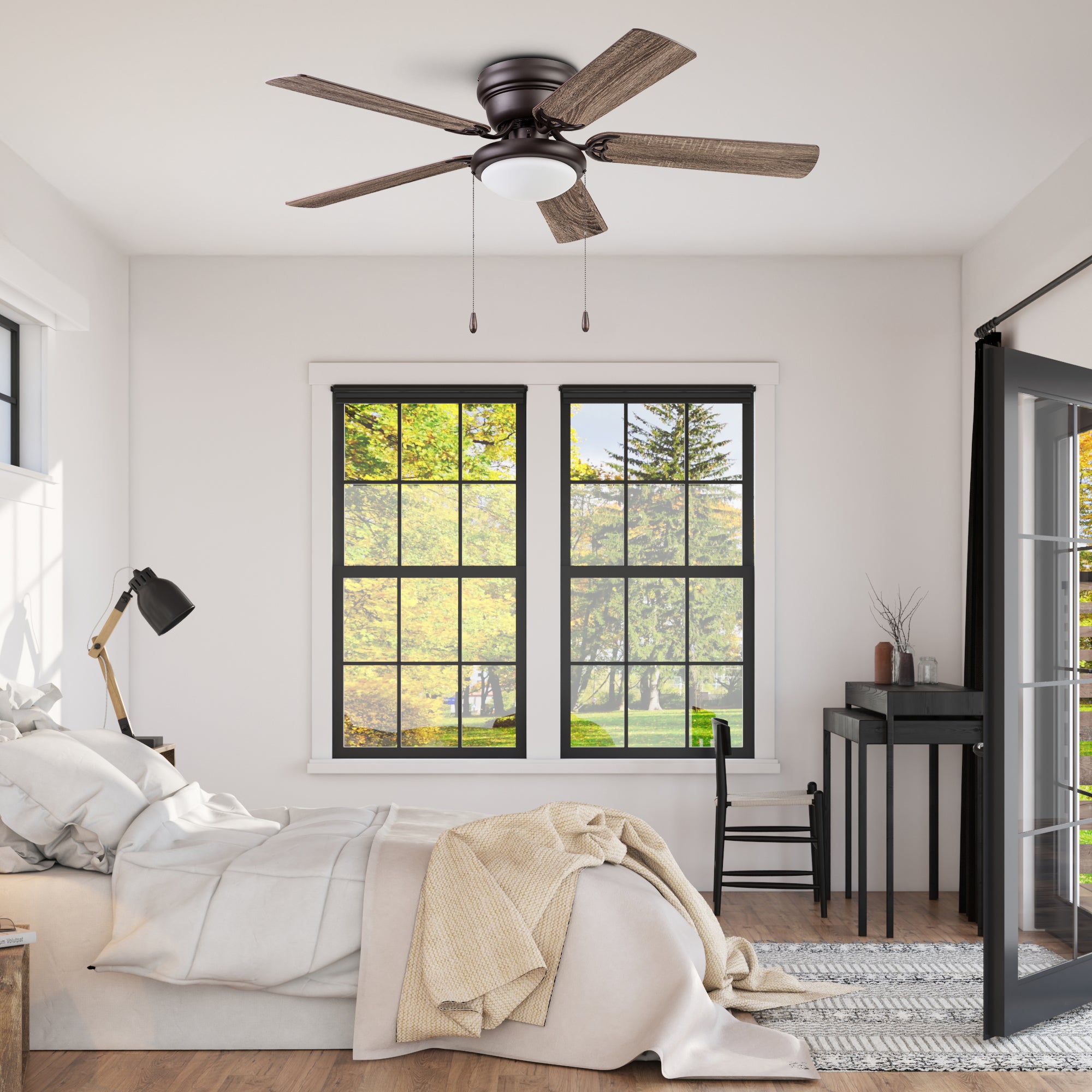 52 Inch West Hill Sienna Ceiling Fan with Pull Chain - Modern Indoor Ceiling Fan for Living Room, Bedroom, and Office - Energy Efficient with Quiet Operation