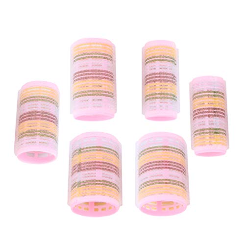 Minkissy Plastic Self-Holding Hair Rollers - 6Pcs Pink Hair Curlers for Salon-Quality Styling at Home, Perfect for Beach Waves & Updos