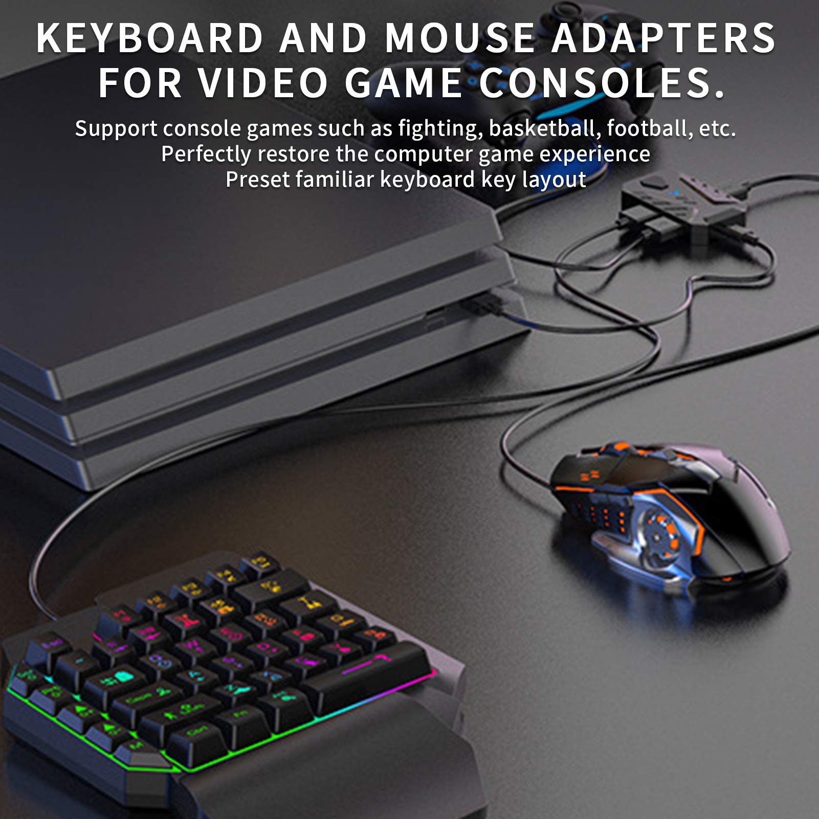 PS3/PS4/PS5/Xbox Series Keyboard & Mouse Converter - USB Wired Gaming Adapter for E-Sports | Plug & Play OTG Device (Black) | Perfect for FPS, MOBA & Console Gaming