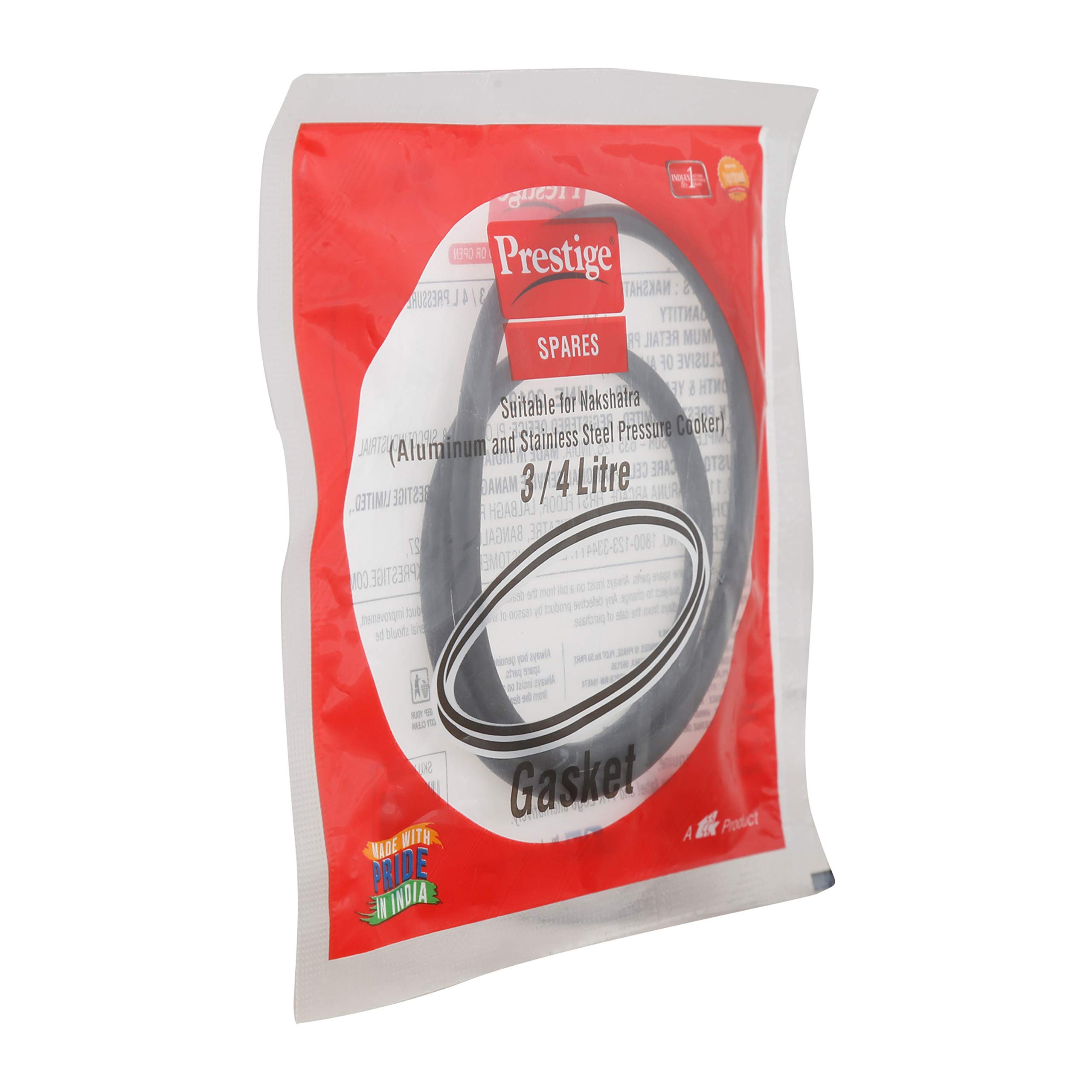 Prestige Nakshatra Gasket Replacement - 1 Piece for 3/4L Pressure Cooker | High-Quality Sealing Ring for Safe Cooking | Perfect for Indian Kitchens & Home Chefs
