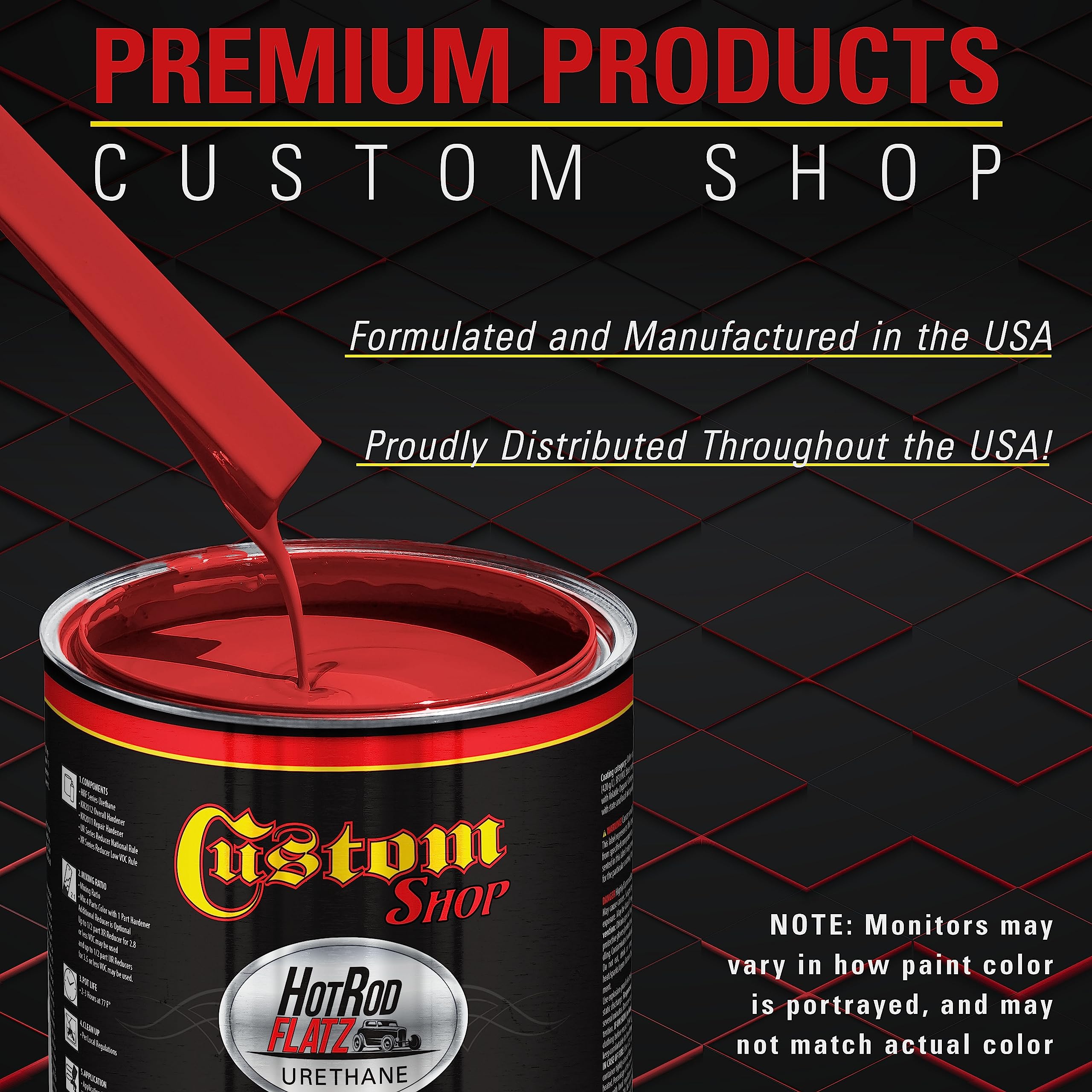Professional Torch Red Hot Rod Flatz Flat Matte Satin Urethane Auto Paint Kit - 1 Gallon Complete Automotive Coating with 4:1 Mix Ratio - Ideal for Cars, Trucks & Low Sheen Vehicle Restoration Projects