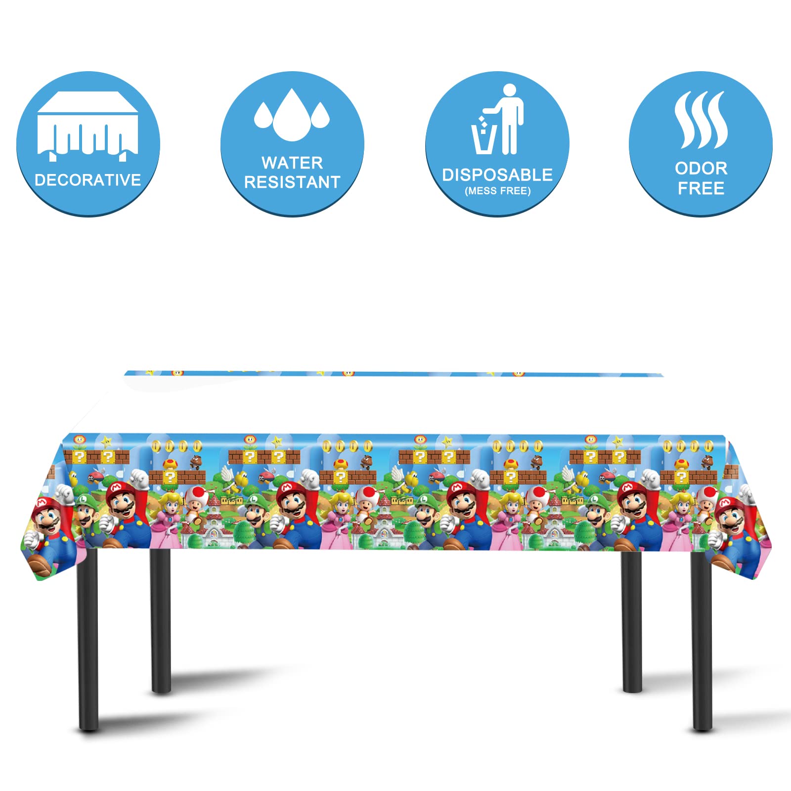 Super Mario Birthday Party Supplies Set - 20 Plates, 20 Napkins & 1 Table Cover for Mario Themed Decorations - Perfect for Kids Birthday Parties, Game Nights & Themed Events