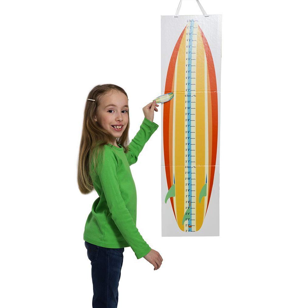 Surfboard Growth Chart for Kids - 12 Moveable Height Stickers - Measures Up to 5 Feet Tall - Perfect for Beach Themed Bedrooms & Nursery Decor