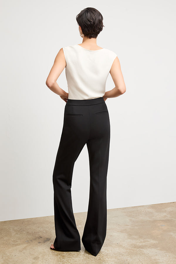Stylish Hart Flare Trouser in Black Butter Ponte Fabric - Perfect for Work, Office & Casual Wear