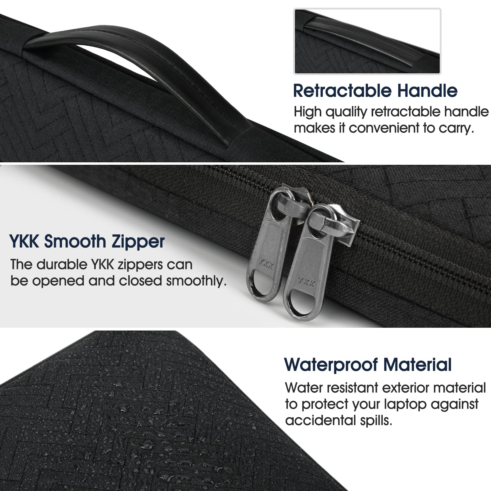15.6 Inch Waterproof Laptop Sleeve Case with Handle - Protective Business Computer Bag for 15-15.6 Inch Laptop, Chromebook & Notebook (Black) - Perfect for Office, Travel & School Commute