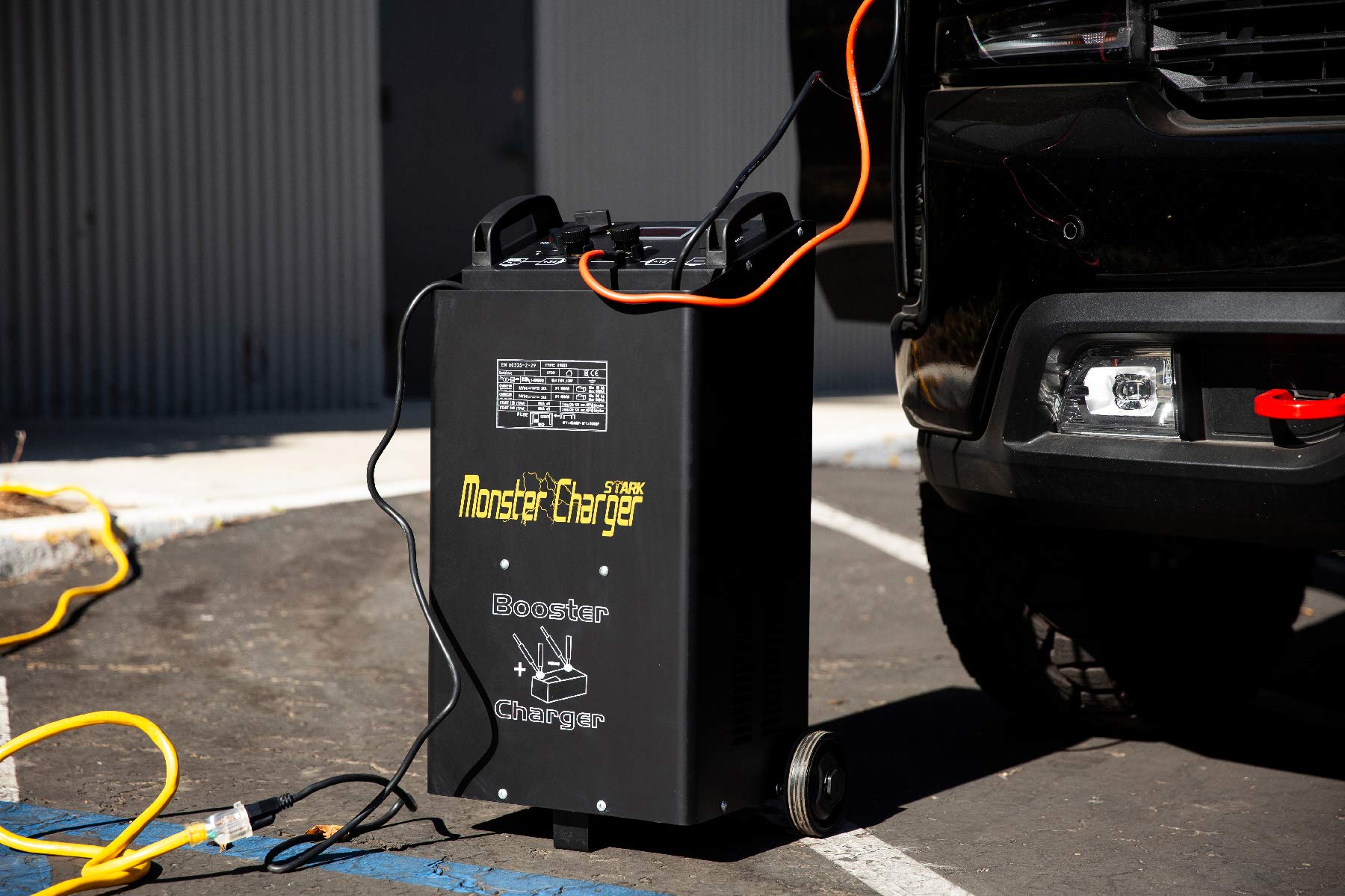 Stark USA 12V/24V 55Amp Automatic Battery Charger for Trucks, Cars, SUVs & Marine Batteries - Fast Charging with Engine Starter Clamps | Perfect for Road Trips, Emergency Jump Starts & Off-Grid Power
