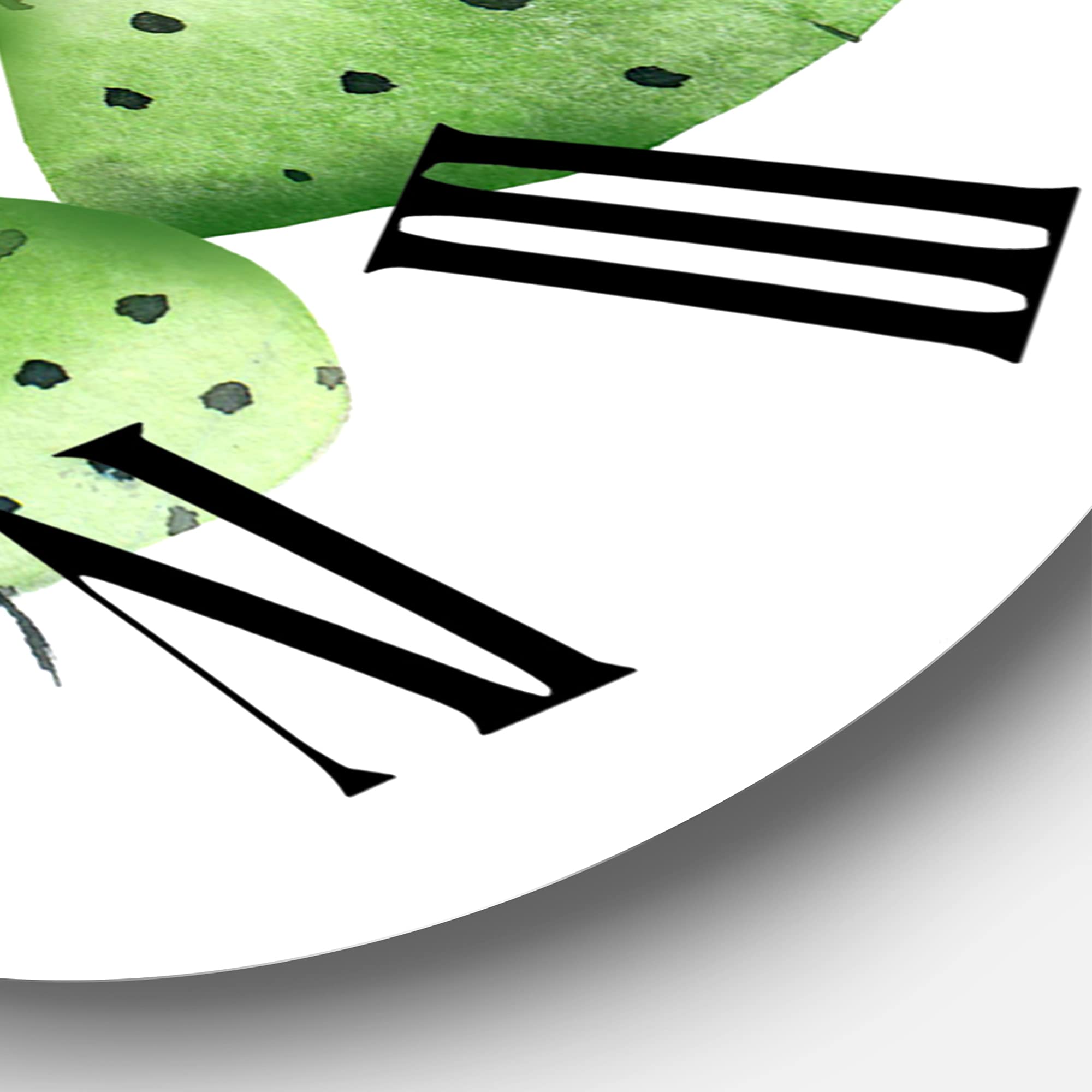 DesignQ Tropical Wall Clock - Green Southwestern Cactus Floral & Botanical Large Wall Decor for Living Room, Bedroom, Kitchen | Perfect for Home, Office & Boho Style Interior Design