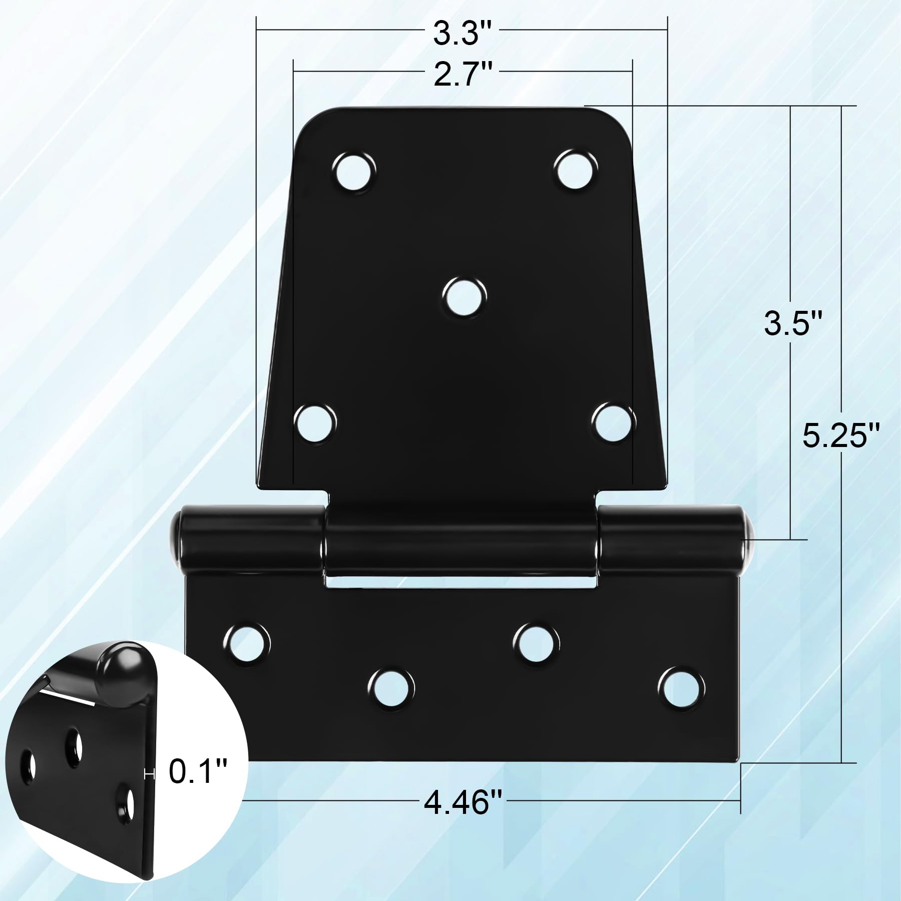 Heavy Duty 3.5 Inch Black Iron Gate Hinges - 6 Pack Industrial T Hinges for Barn Doors, Sheds & Wooden Fences | Extra Thick Outdoor Hinges with Screws Included | Perfect for Large Gates, Farm Entrances & Backyard Fencing