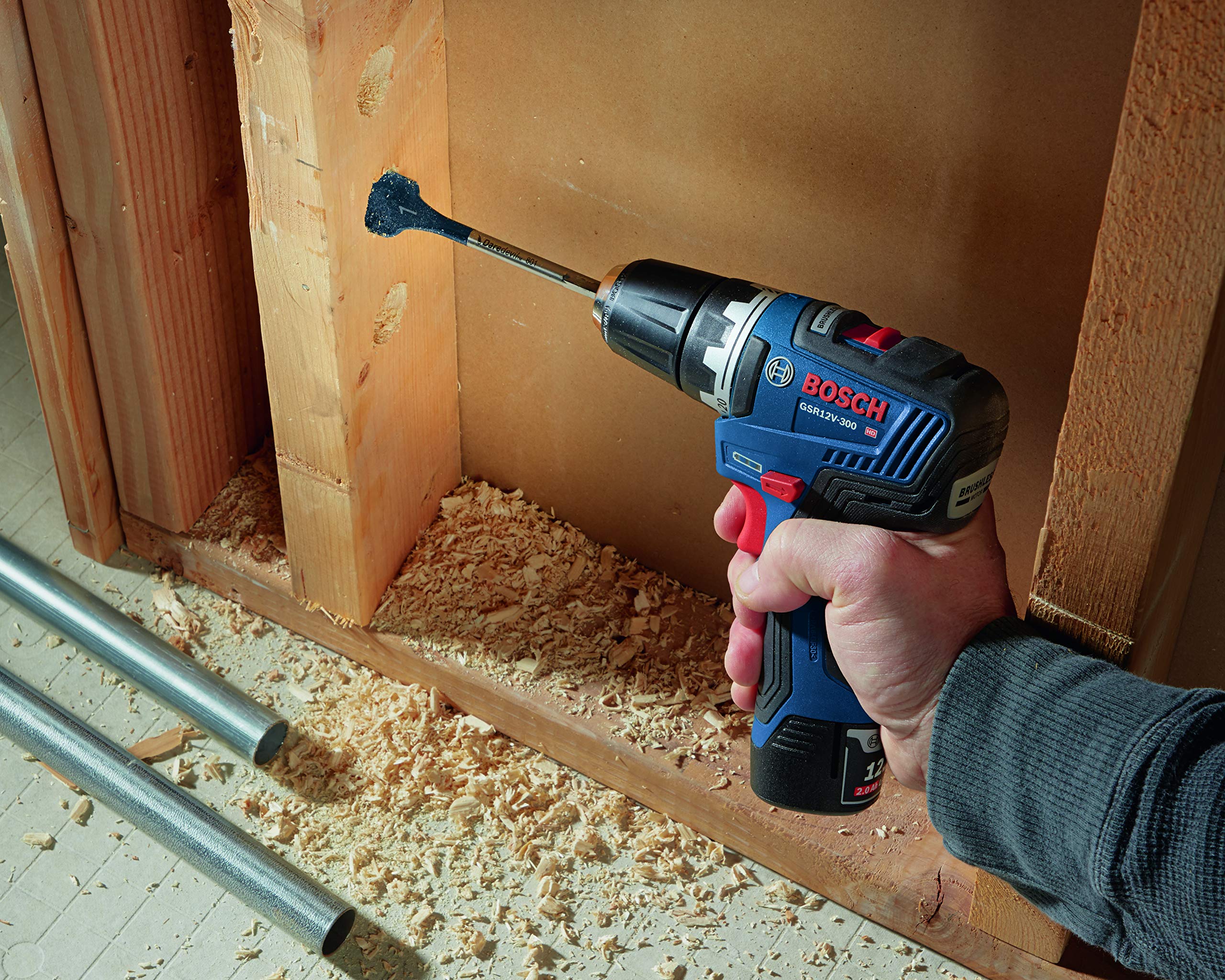 Bosch GSR12V-300N 12V Max EC Brushless 3/8 Inch Cordless Drill Driver (Bare Tool) - Perfect for DIY Projects, Home Repairs & Professional Construction Work