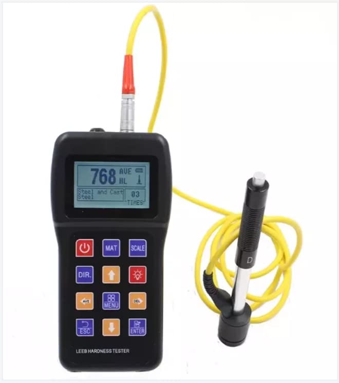 Leeb Hardness Tester Meter 170-960 HLD - Portable Metal Durometer Tester for HL, HB, HRB, HRC, HRA, HV, HS Scales with D-Type Impact Device (Leeb-180) - Ideal for Metalworking, Quality Control & Industrial Testing
