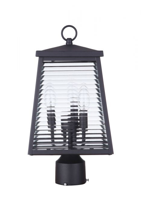 Armstrong 3-Light Outdoor Post Mount in Midnight Black - Durable Weatherproof Exterior Lighting for Patio, Garden, and Driveway