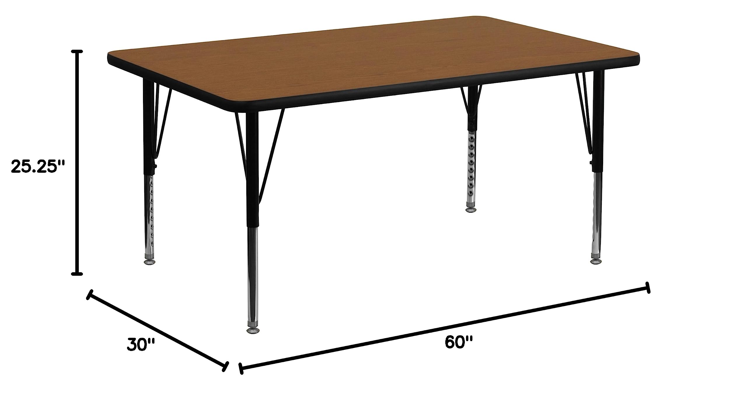 EMMA + OLIVER 30x60 Inch Oak High-Pressure Laminate Preschool Activity Table - Durable Kids Learning Table for Classroom, Daycare & Homeschool Use