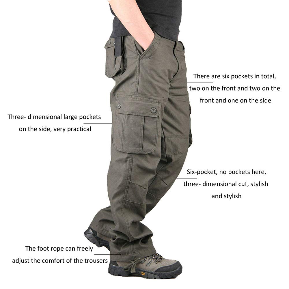 Lilychan Men's Lightweight Cargo Pants - Hiking, Army Combat & Work Pants with 6 Pockets - Breathable Outdoor Adventure & Casual Wear for Men